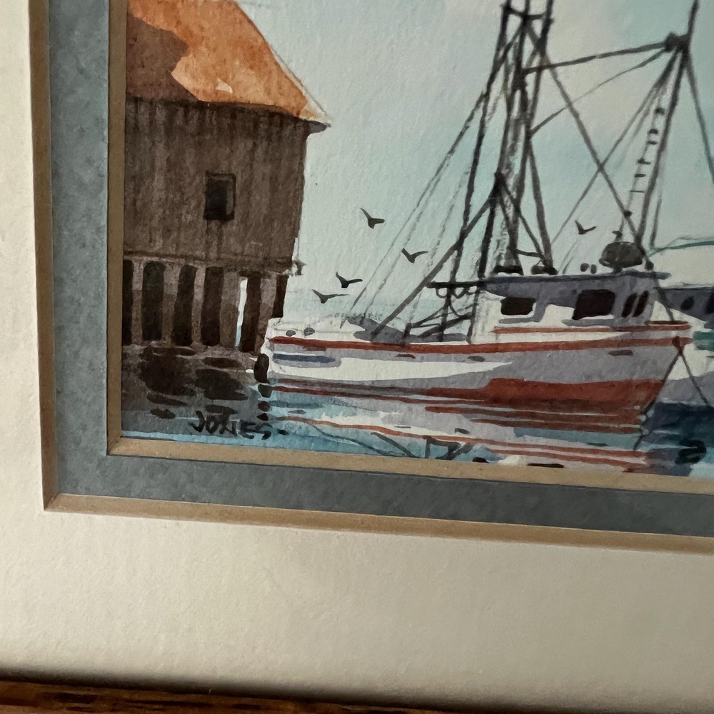 Original watercolor framed harbor scene signed by Betsy Jones‎ - Picture 3 of 8